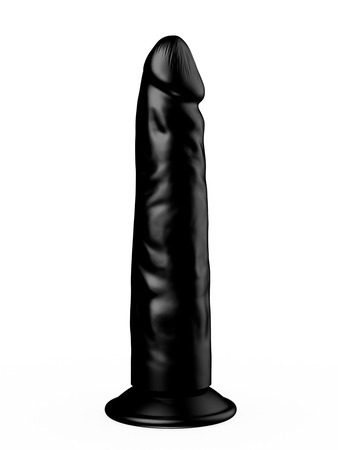 Рельефный чёрный фаллоимитатор на присоске - 16,5 см.